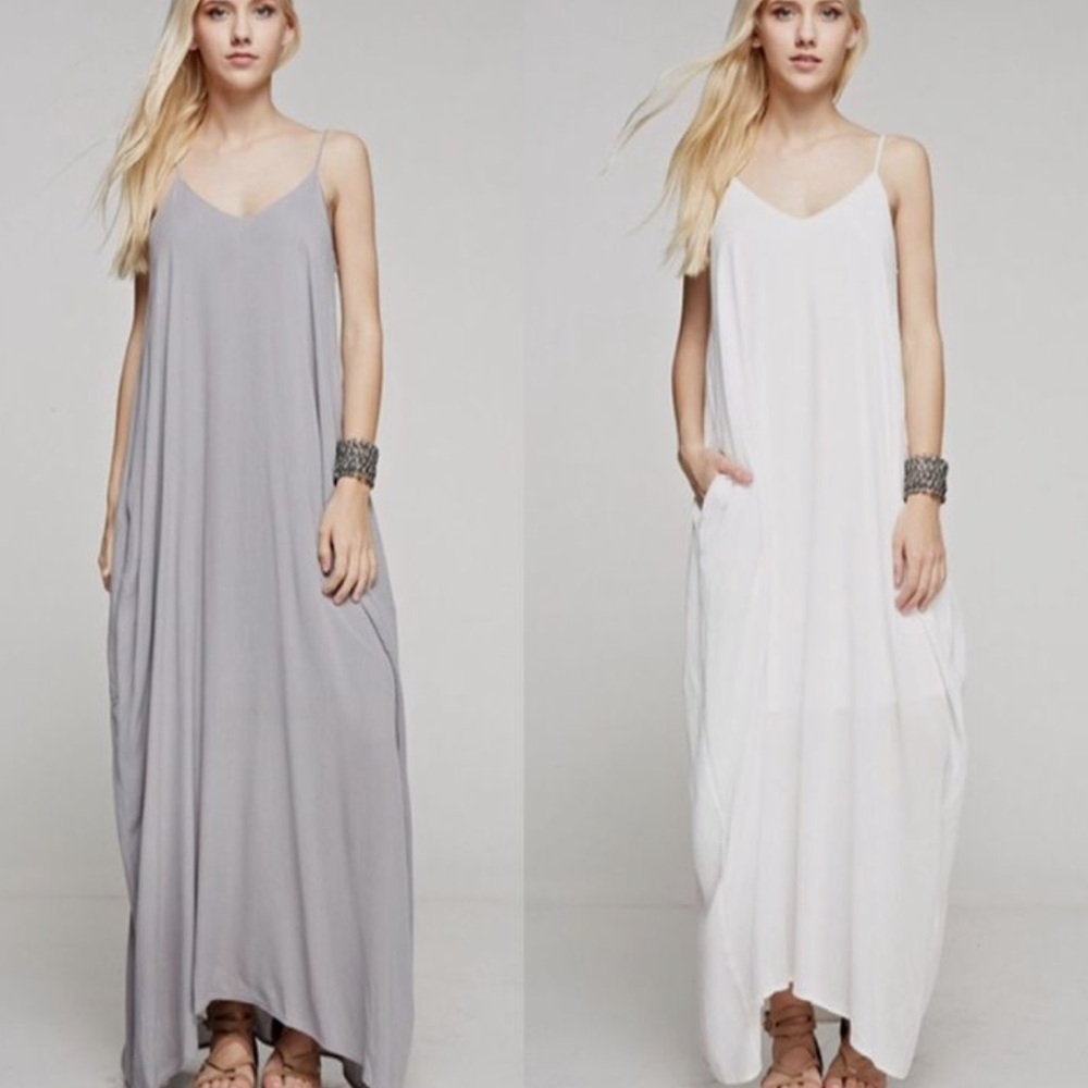 White Bohemian Lined Cocoon Maxi Dress